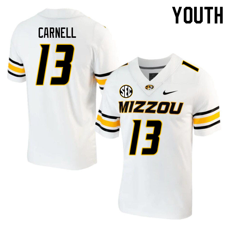 Youth #13 Daylan Carnell Missouri Tigers College 2023 Football Stitched Jerseys Sale-White